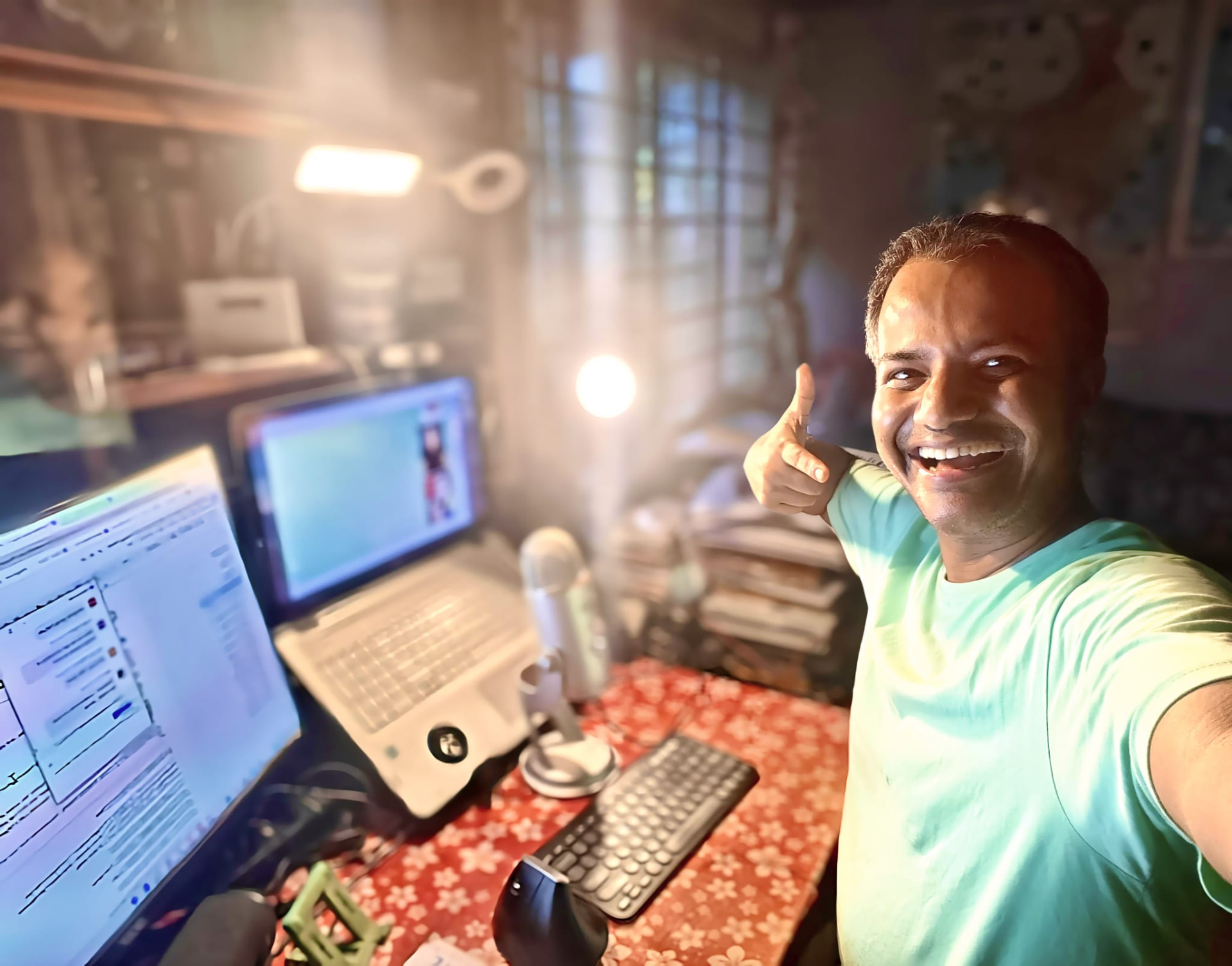 Dr. Debmalya Nandy hosting a live online session from his studio
